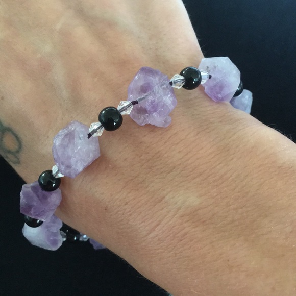 Amethyst Rock Beaded Bracelet - Picture 1 of 8